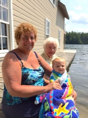 Tommy at the Beach with His Grandmother and Great-Grandmother